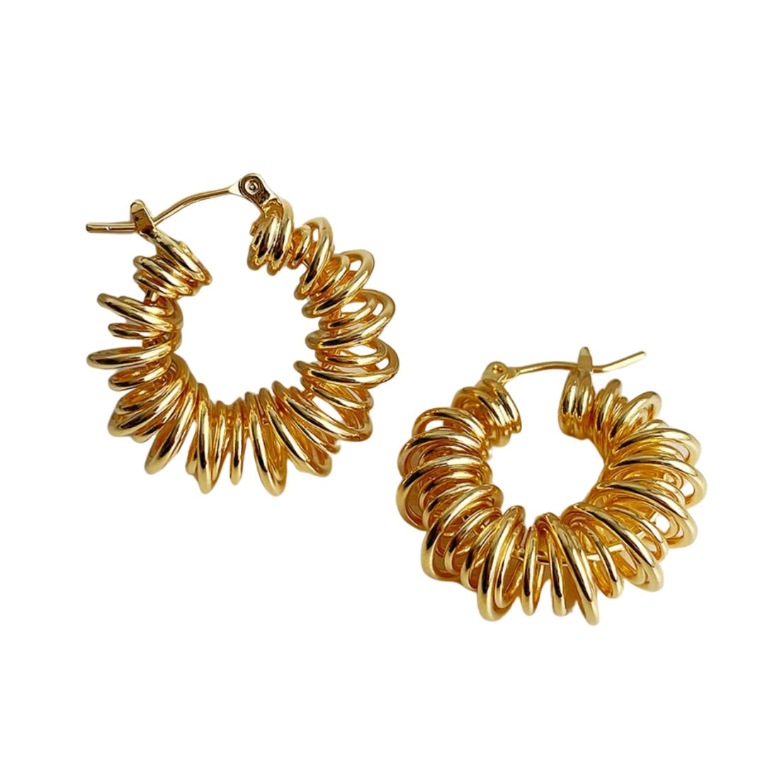 Gold spiraling hoop