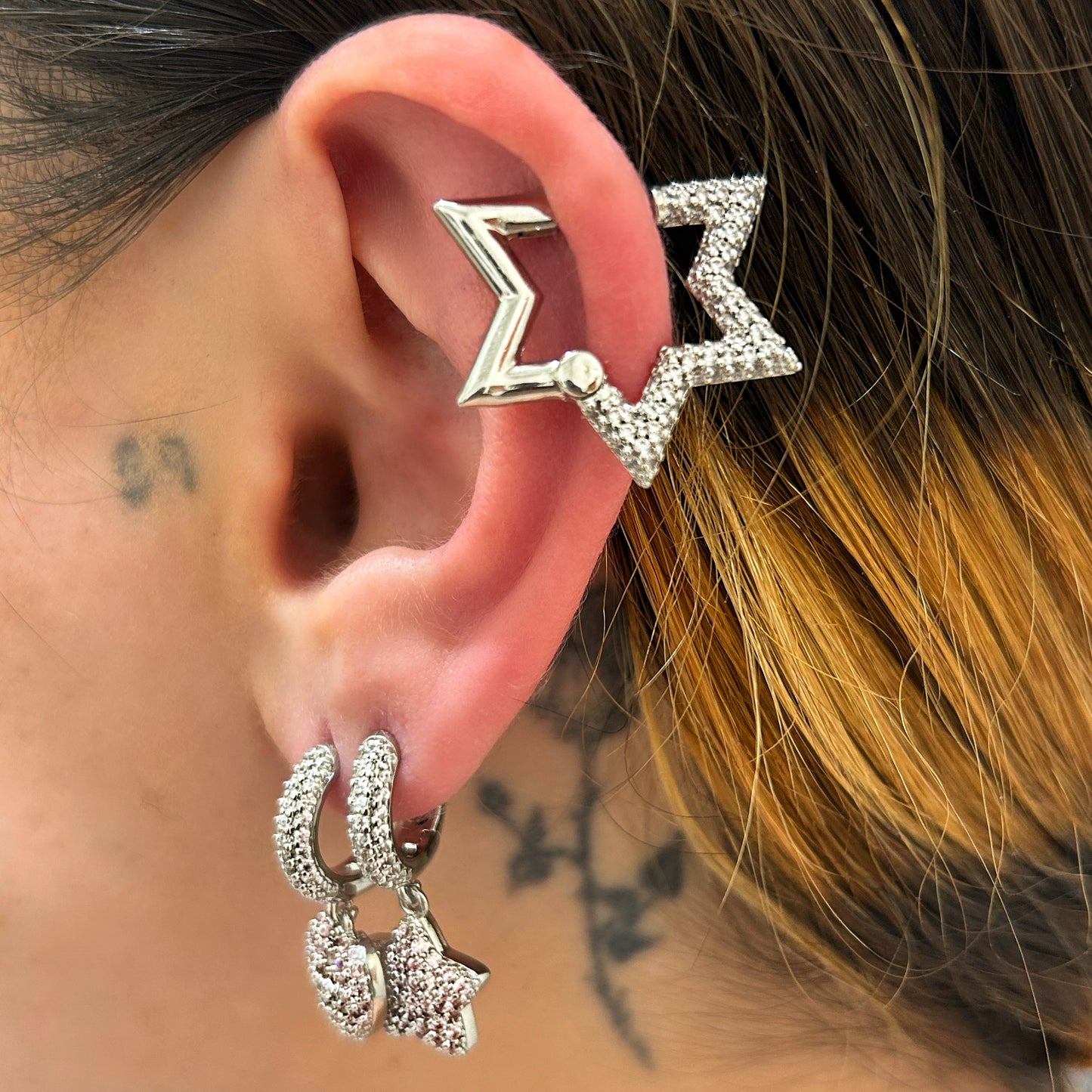 Star pavé earring