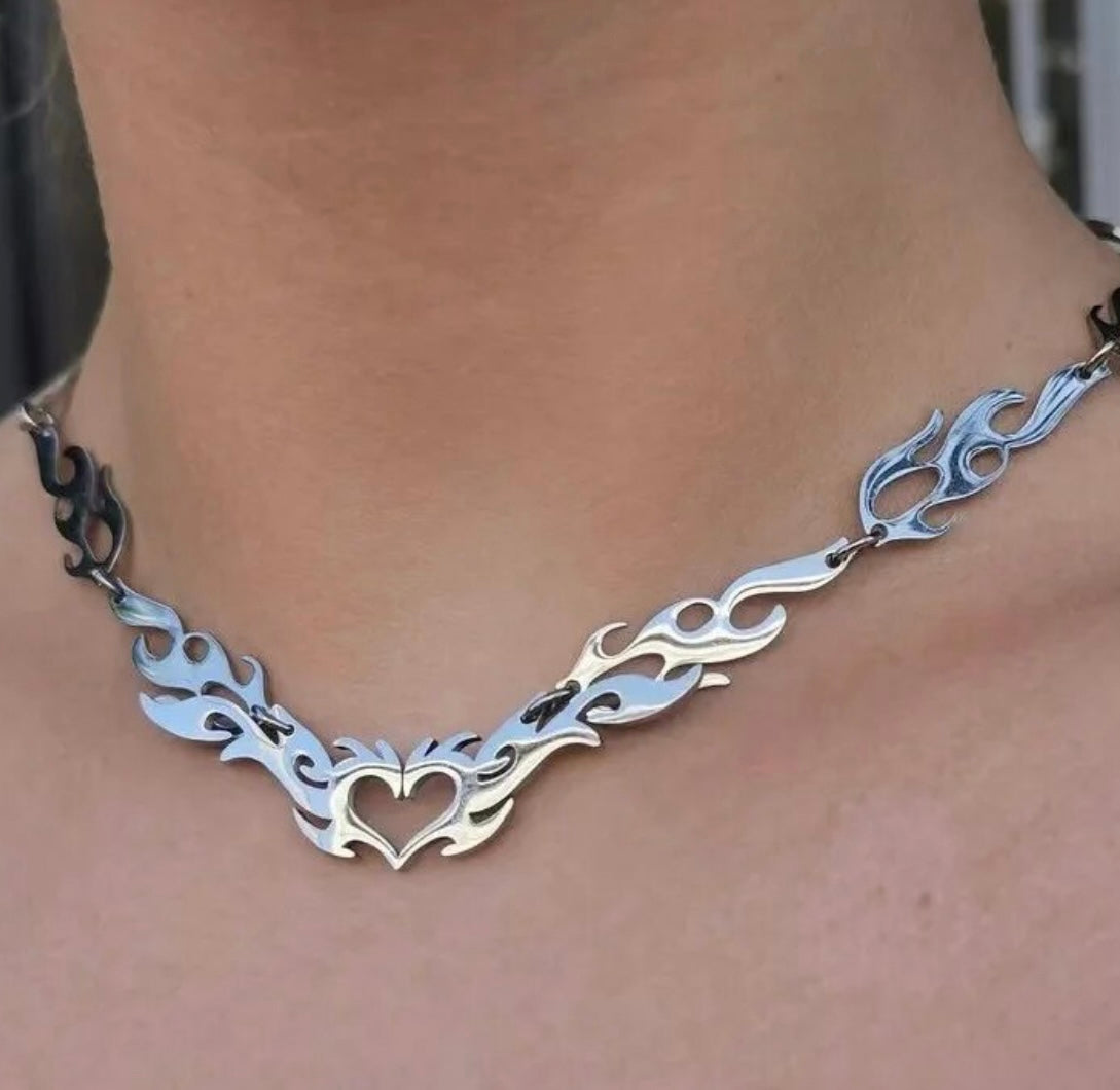 Flaming heart choker