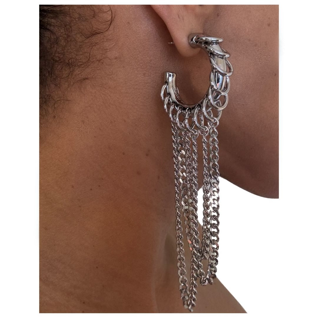 12 ring tassle hoop earrings