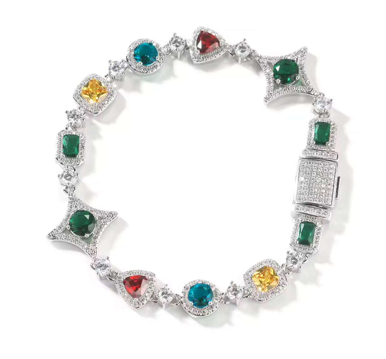 Faux emerald & ruby regal bracelet