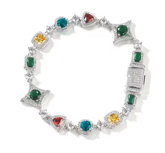 Faux emerald & ruby regal bracelet