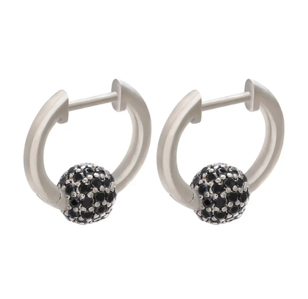 Onyx cluster ball earring