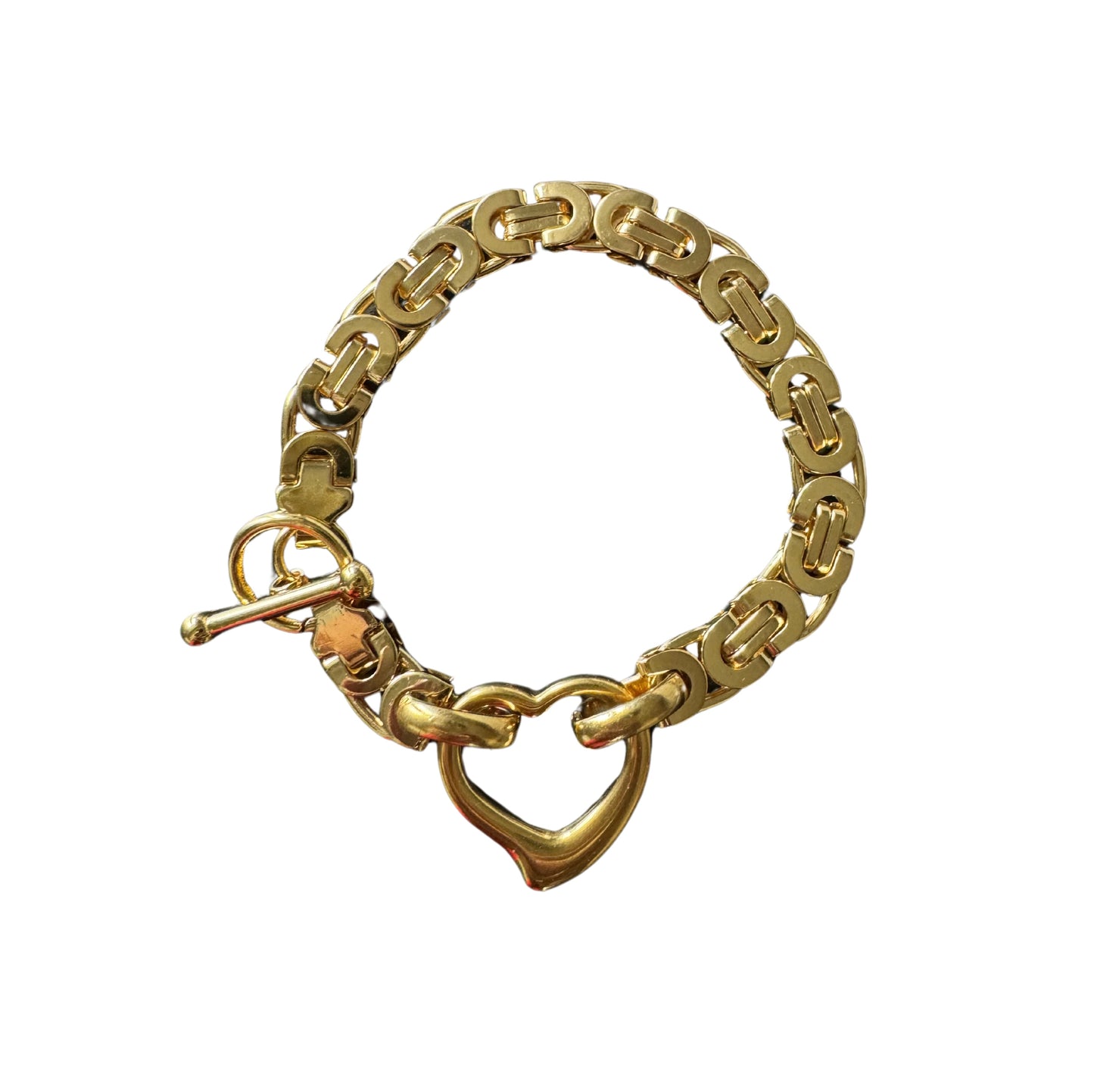 Bike chain heart toggle bracelet